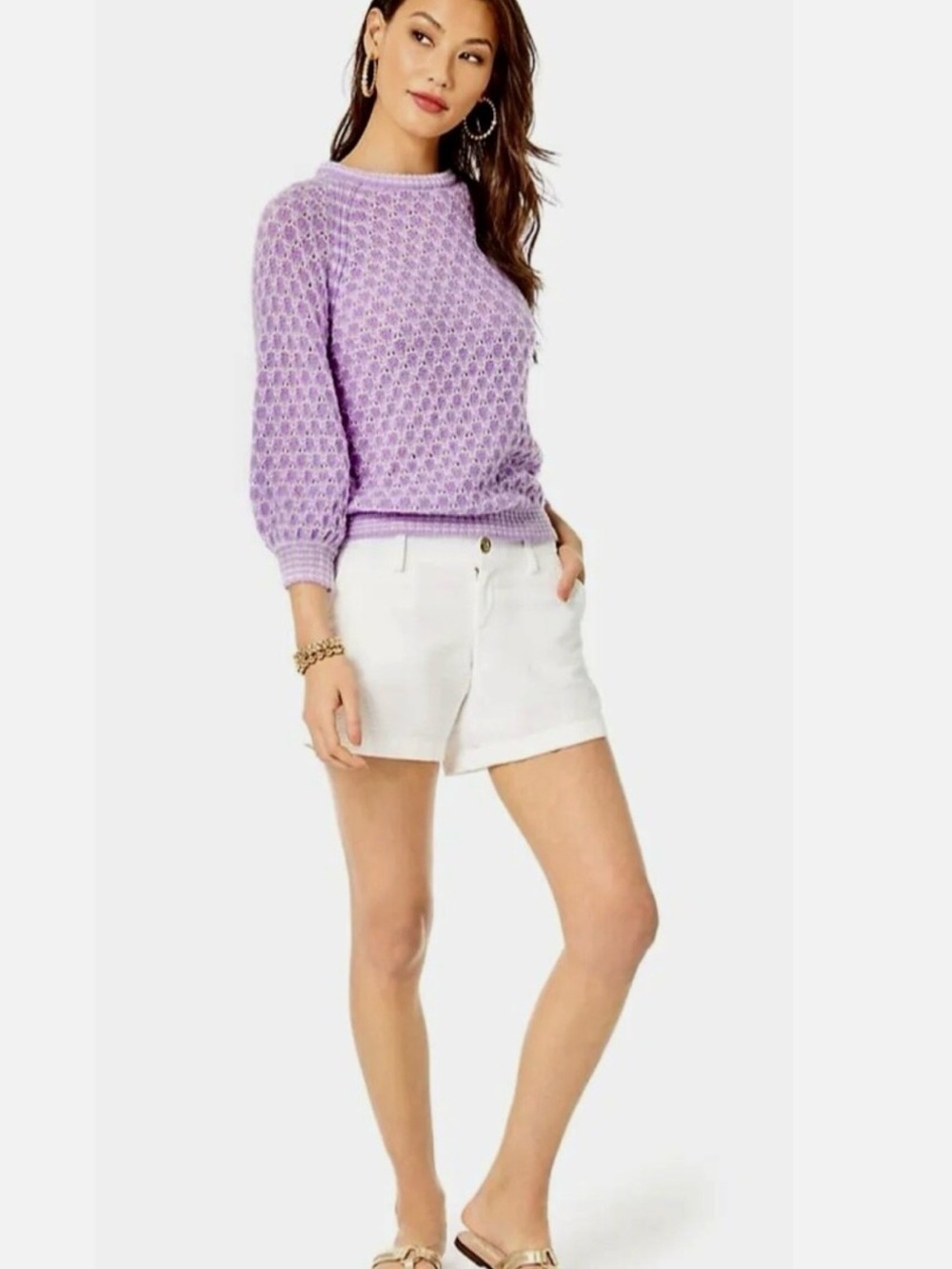Lilly Pulitzer Corabelle purple Iris honeycomb sweater
